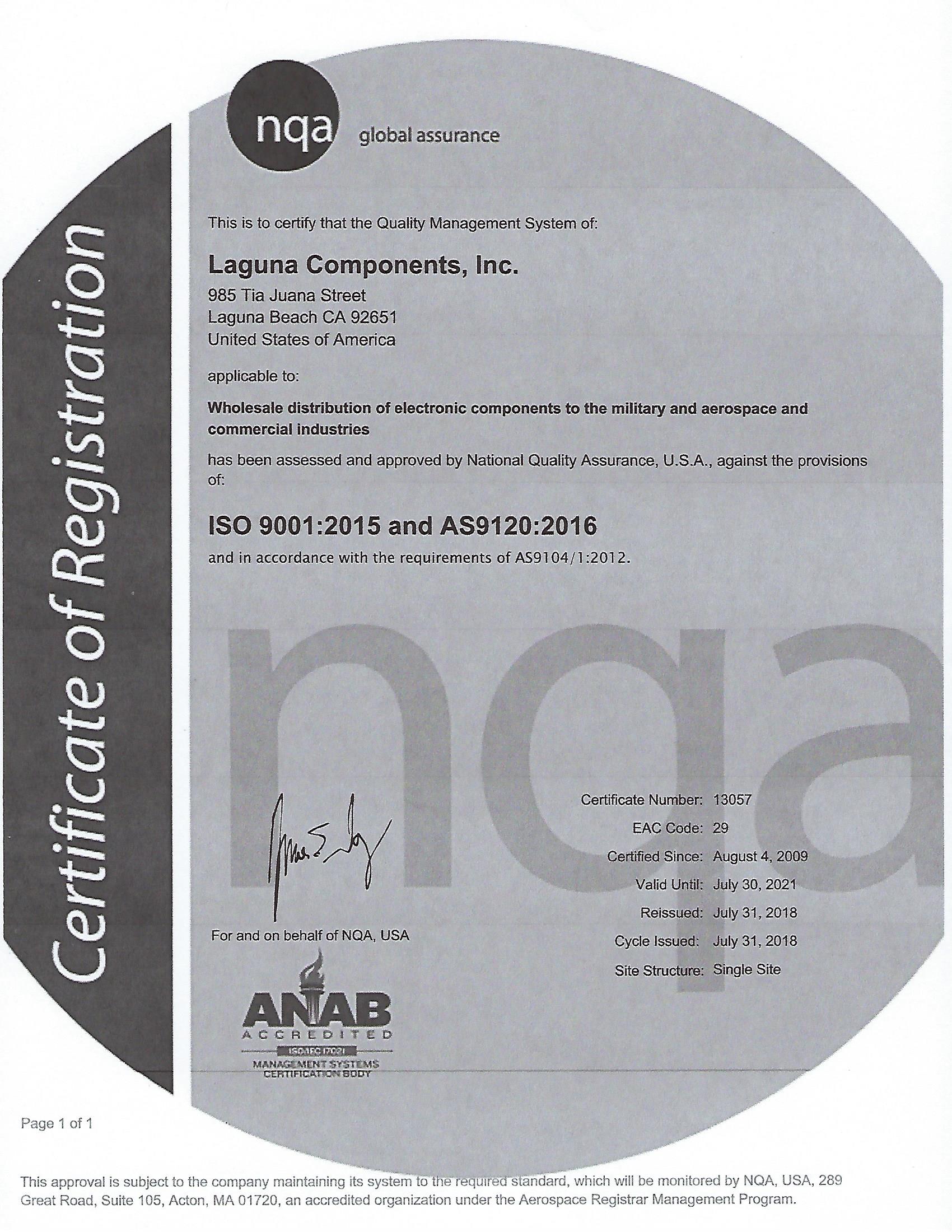 ISO 9001:2015 and AS9120B 